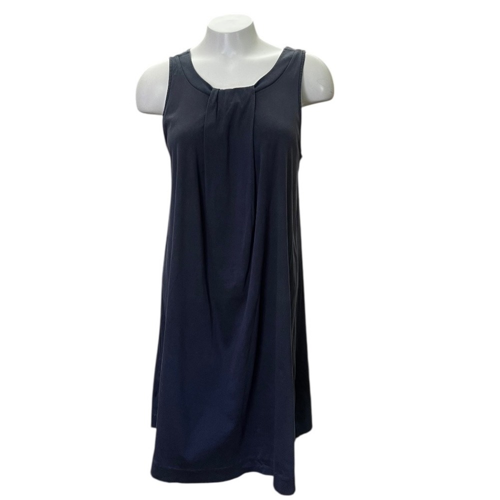 COS Navy Blue Pleated Neck Sleeveless Shift Dress Size 36